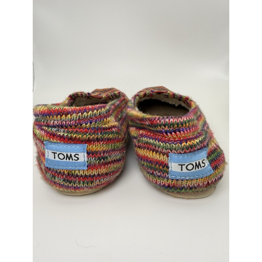 TOMS Women's 6.5 Knit‎ Multicolor Slip On Flats Rainbow Sweater Fleece Lined